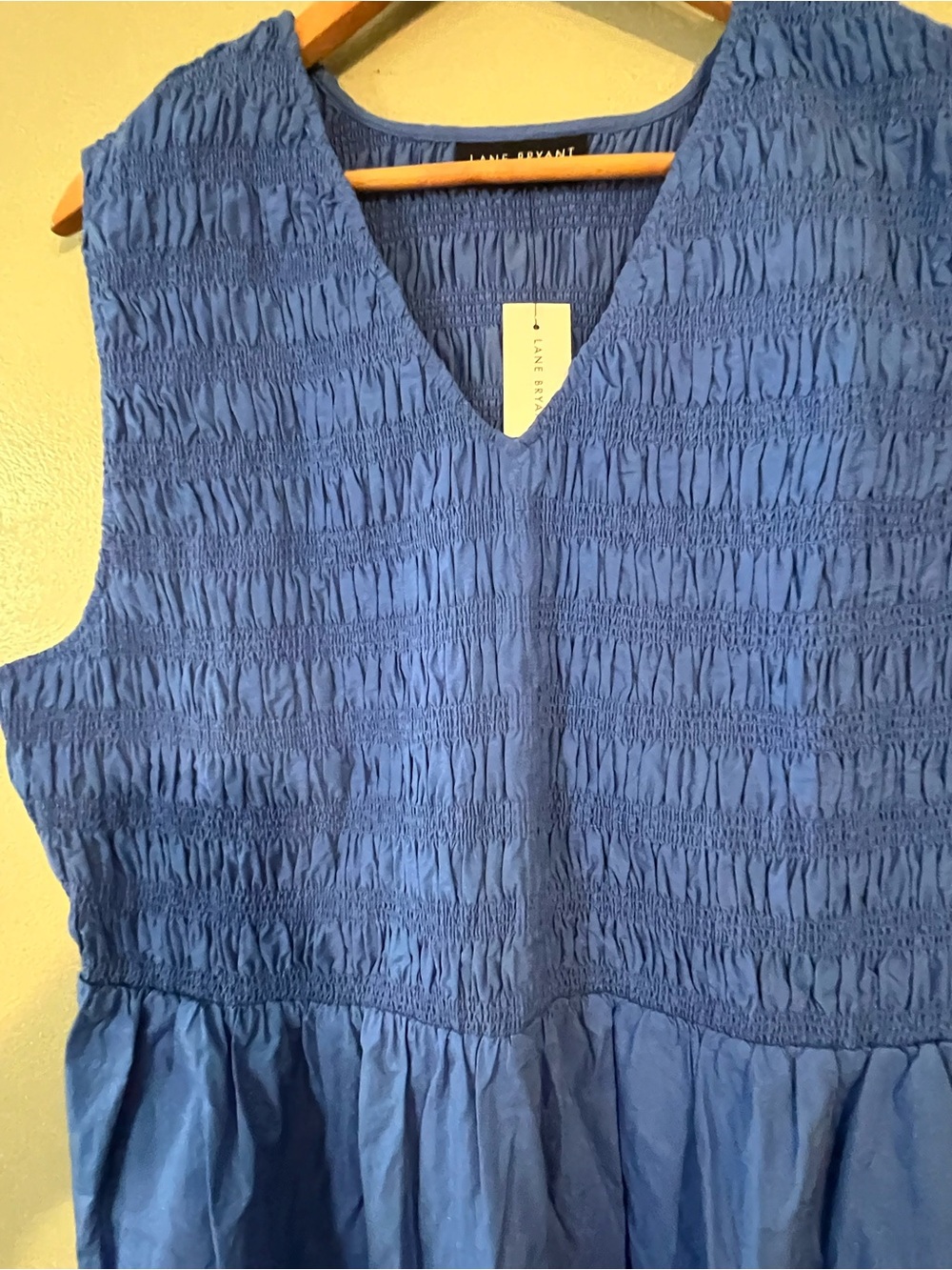 Lane Bryant Womens Blue Smocked 100% Cotton Sun Mini Dress Pickets 20 NWT - Picture 3 of 12